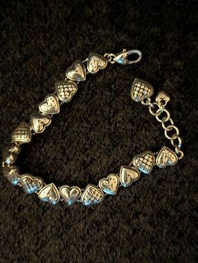 Brighton Silver Heart Link Charm Bracelet for Women